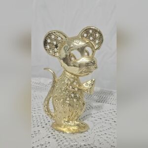 Gold-toneTORINO Stamped Mouse Figurine Earring Holder MCM